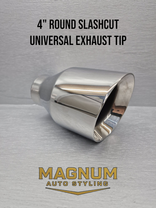 4" Round Slash Cut Universal Exhaust Tip